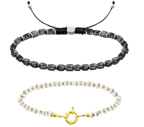 ZILIA Naturperle And Obsidian Armband