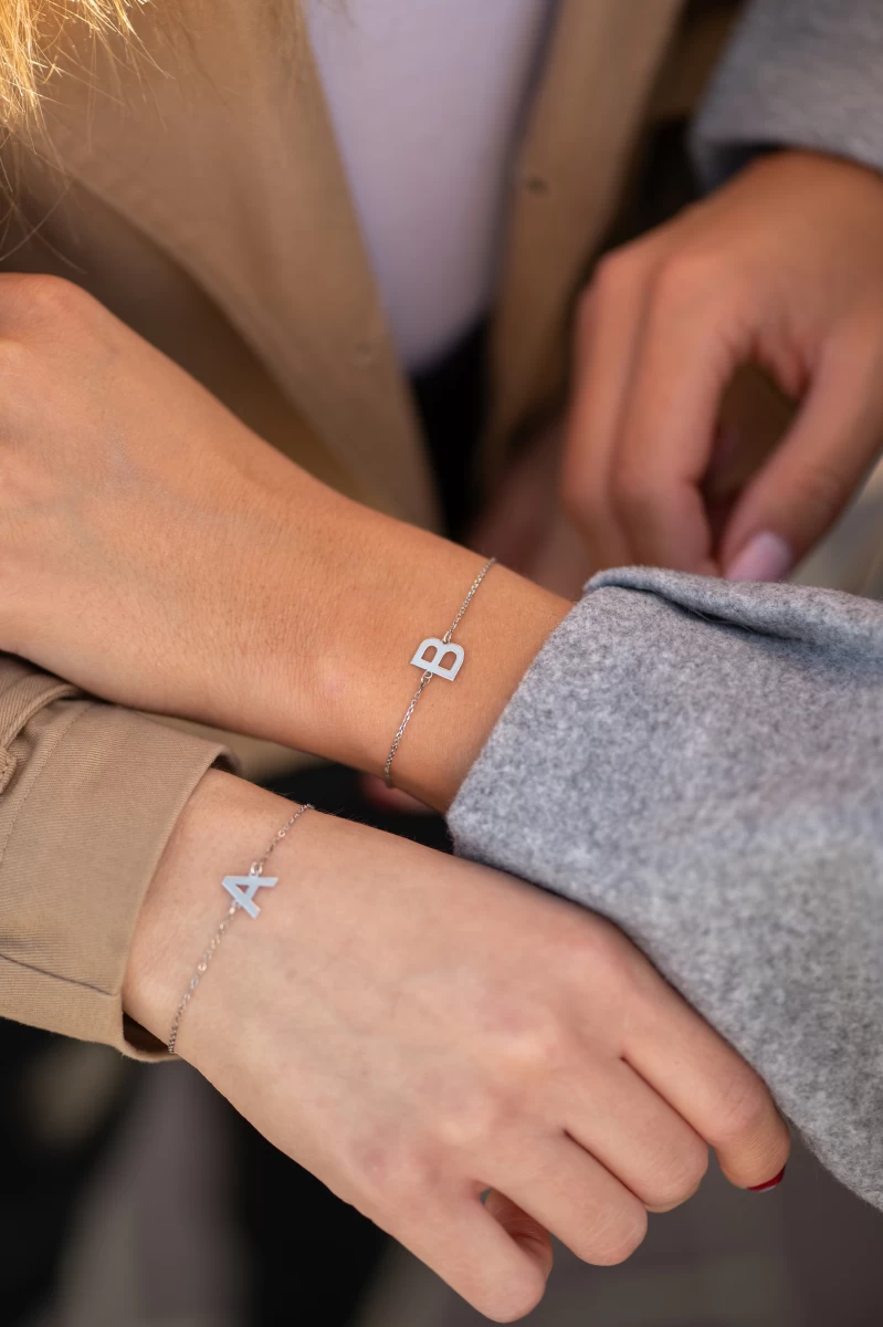 N Buchstabe Silberarmband