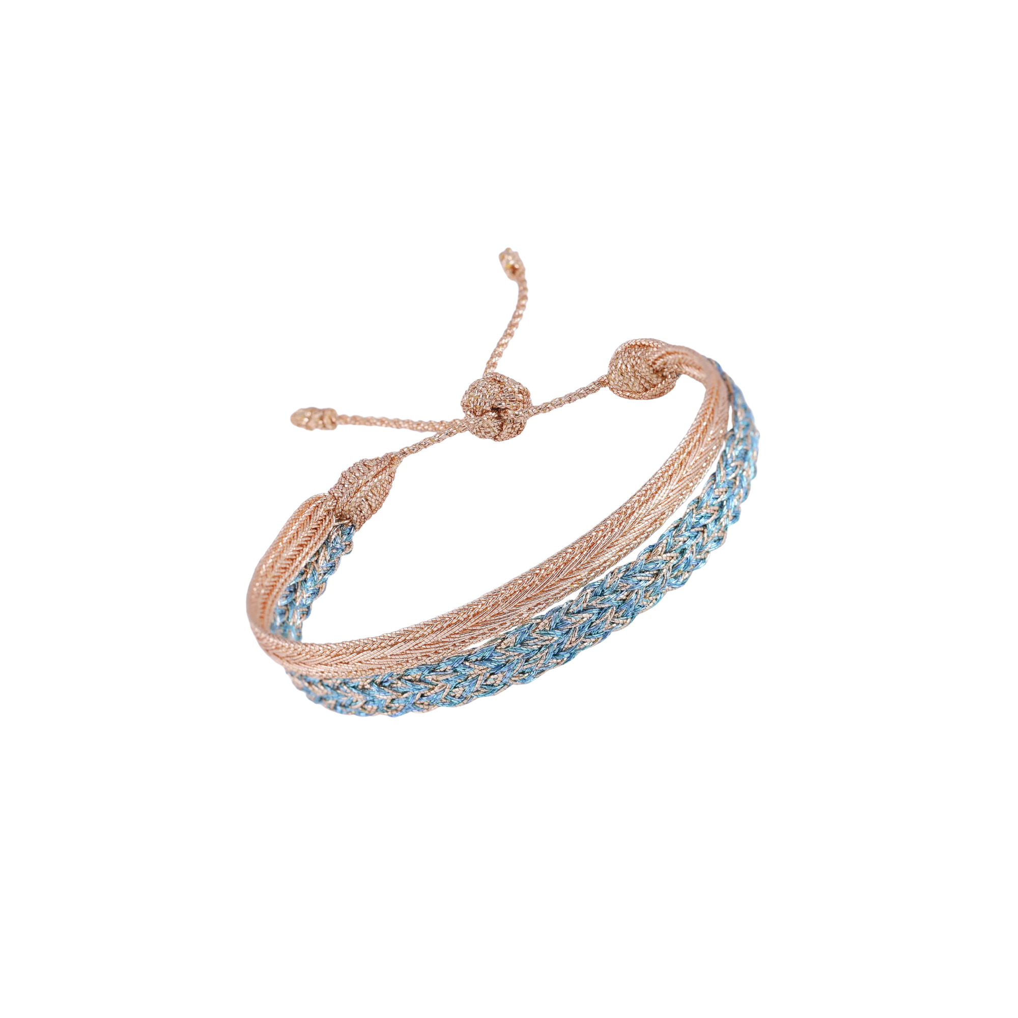 Traditional Arabic Gold Threads Bracelet Peach Cyan Powder Blue Color ...